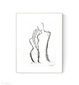 Grafika A4 malowana ręcznie, abstrakcja, styl skandynawski, czarno biała, 3004161 art krystyna