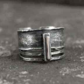 atelier4 i złoto, srebrny pierścionek, oksydowane srebro, szeroka obrączka