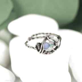 Regulowany z agatami blue pearl art wire wrapping, pierścionek, one size, dla niej, agat