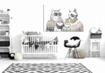 Obraz do salonu drukowany na płótnie rodzina kotów 02511 format 70x50cm dom ludesign gallery