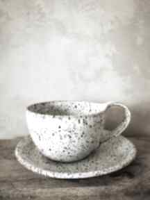 Filiżanka na cappuccino z podstawką stracciatella 300ml ceramika gaja arte ceramiczna