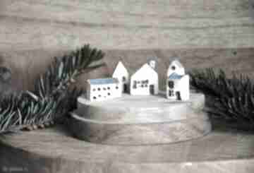 5 domków z ceramiki wooden love domki z miniaturowe, domek, kamieniczki, komin