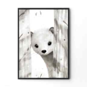 Seria plakatów dla dzieci akuku - łasiczka format 30x40 cm hogstudio plakaty, plakat zwierzęta