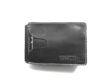 Banknotówka, skórzany czarny tenaro portmonetka, portfel, rękodzieło, skóra, prezent