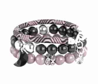 Fuchsia black silver set l198 fuksja swarovski hematyt jadeit