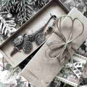 Zestaw prezentowy - srebrny pył wrzosowisko zakladka - kolczyki - prezent