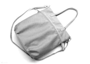 Shopper bag sack - szara na ramię torebki niezwykle elegancka, nowoczesna, hobo, worek