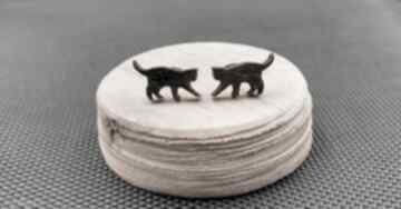 Kolczyki drewniane koty czarne siamil art kot, zwierzęta
