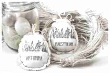 haftowana, personalizowana pisanka do koszyczka, dekoracja dom tulito jajko wielkanocne
