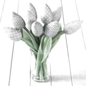 Tulipany szary bawełniany bukiet dekoracje urodzinowe myk studio, z materiału, prezent