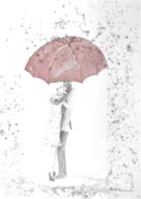 "letni deszcz" akwarela z dodatkiem piórka artystki plastyka adriany laube dekoracje art