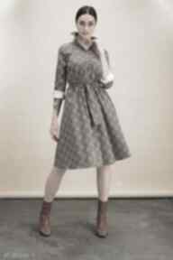 Szmizjerka wzór brÛlÉe sukienki kasia miciak design midi, bawełna - rozkloszowana, kobieta