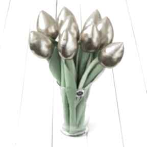 złoty bukiet dekoracje urodzinowe myk studio tulipany, kwiaty, prezent, urodziny, bawełniane