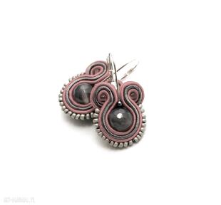 Małe kolczyki sutasz z agatami - si su soutache, sznurek, agat, eleganckie, kolorowe