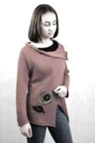 Asymetryczny bawełniany kardigan z aplikacją wełnianą swetry hermina sweter rozpinany