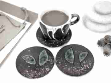 3 ceramiczne podkładki pod kubek - raw ceramika fingers art do kuchni, filiżanki, na stół