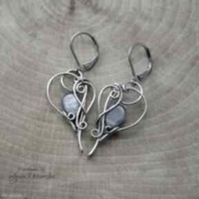 wire wrapping, stal agata rozanska kolczyki, kianit, chirurgiczna, prezent, kyanit