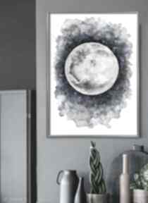 Oryginalna A3 małgorzata domańska księżyc, sztuka, akwarele, moon, dom