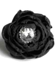 Flowering XL - pierścionek czarny milita nikonorov z cyrkonią, kwiatowy, kwiat