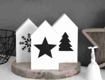 3 x domki drewniane dekoracje świąteczne wooden love