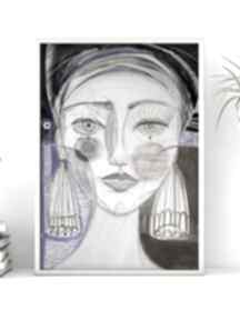 Plakat A2 - dziewczyna i jezioro plakaty gabriela krawczyk, wydruk, portret, twarz, kobieta