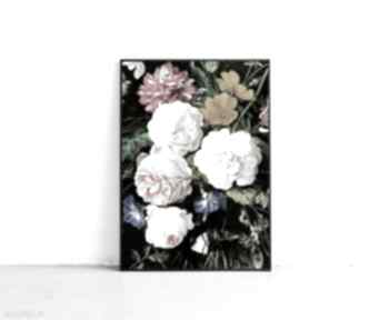 Plakat w czarnej ramie kwiaty vintage - format A4 plakaty hogstudio w rama, do powieszenia