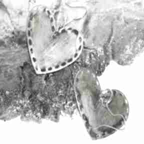 serca z k49 estera grabarczyk kolczyki, alpaka, wyjątkowe unikatowe metaloplastyka