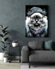 Portret kota hipsterskiego - juniper wydruk na płótnie 50x70 cm B2 justyna jaszke kot, obraz