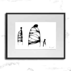 Grafika w oprawie - nr 131 maja gajewska z ramą, czarno biała, minimalistyczny rysunek