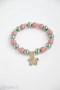 Pomysł na prezent: bracelet by sis: złoty kwiatek w czerwono - zielonych perłach kwiat, święta