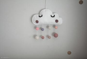 Filc różowa chmurka prezent na bociankowe baby shower - dekoracja na roczek pokoik