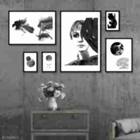 Galeria plakatów 6 sztuk czarny plakaty bleuet art - białe, ścienna, nowoczesny plakat