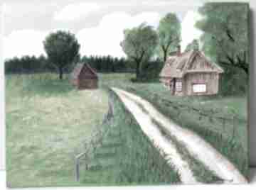 Obraz akrylowy mon arti domek wieś, łąka, chatka, sielski pejzaż, wiejska