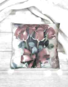 na - czerwone róże made by langer poduszka, dla babci, dzien prezent w kwiaty
