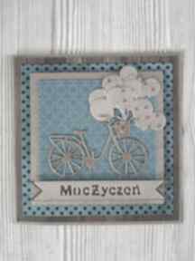 Kartka z rowerem w złocie scrapbooking M art a rower, urodziny, moc życzeń