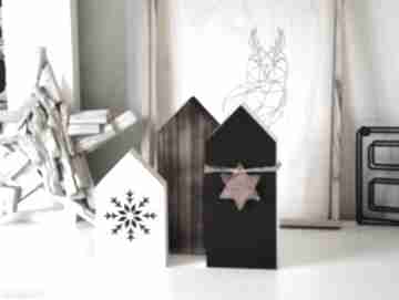 Upominki świąteczne? 3 domki z gwiazdką dekoracje wooden love, gwiazda, ceramiczna, drewniane