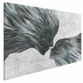 Obraz na płótnie - twarze pocałunek turkus 120x80 cm 13507 vaku dsgn, abstrakcja, nowoczesny