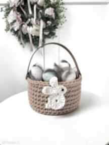 Koszyk wielkanocny z naszywką dekoracje babemi love musztardowy kosz - zając, dla dziecka