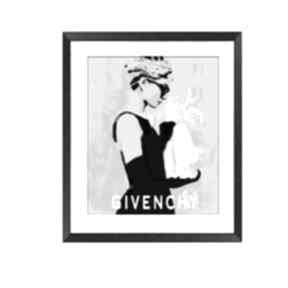 Audrey hepburn plakat A4, elegancja i minimalizm do salonu sypialni, grafiki czarno renata