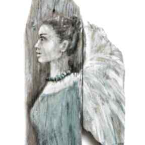 Anioł - obraz na starym drewnie, desce 16 aleksandrab, starej, drewno