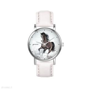 mały - brązowy, pudrowy róż zegarki yenoo zegarek, skórzany pasek, koń, dziecięcy, dla niej