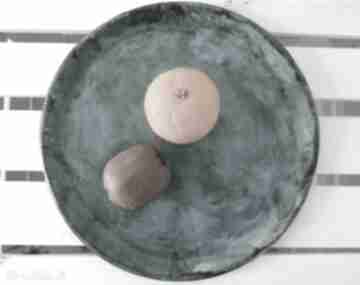 Artystyczna patera ceramiczna ceramika ana nowoczesna, talerz, turkusowa
