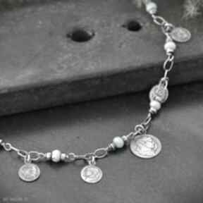 Larimar - klejnot karaibów srebrnny naszyjnik z monetami 0271 grey line project srebro 925