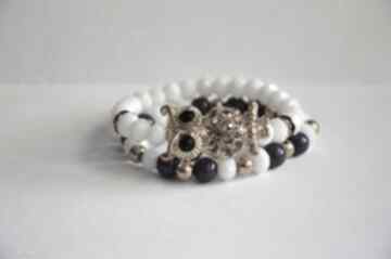 Elegancka fioletowo - biało złota bransoletka bracelet by sis kryształy, nowość, prezent
