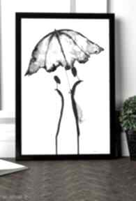 Malowany czarnym tuszem 30x40, plakat grafika czarno biała art krystyna siwek obrazy do salonu