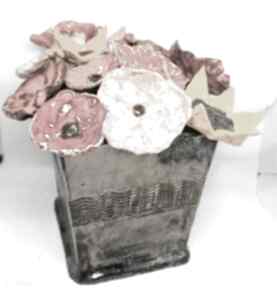 Wielki zestaw kwiaty ceramikiczne w donicy handmade ceramika iguana art ceramiczne, handmad