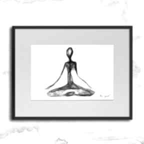 Grafika z ramą - nr 149 joga maja gajewska z czarno biała, do salonu, dla jogina, autorska