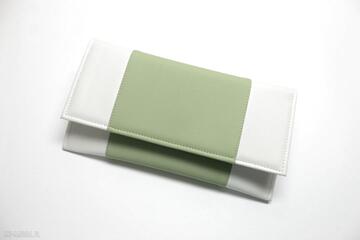 Kopertówka - biała i środek jasny zielony torebki niezwykle elegancka, wizytowa, wesele
