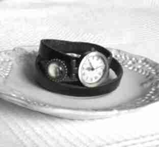 vintage z grafiką skórzany czarny zegarki malowanaskrzynia biżuteria, zegarek, bransoletka