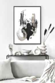 Plakat brudne złoto - format 61x91 cm plakaty hogstudio abstrakcja, biało czarny, do salonu